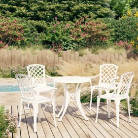 5 Piece Bistro Set Cast Aluminum White
