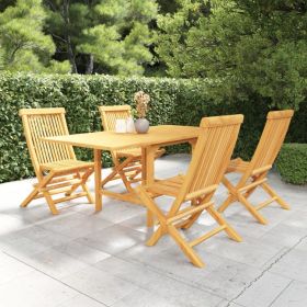 5 Piece Patio Dining Set Solid Teak Wood