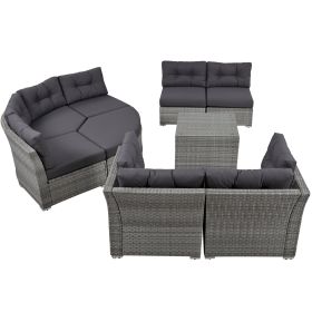 Patio Furniture Set Outdoor Furniture Daybed Rattan Sectional Furniture Set Patio Seating Group With Cushions and Center Table for Patio, Lawn