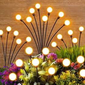 Solar Garden Lights Outdoor Decorations; 4 Pack Upgraded 8 LED Solar Powered Firefly Lights; Flexible Waterproof Solar Swaying Light for Yard Pathway (Size: 2 Pack)