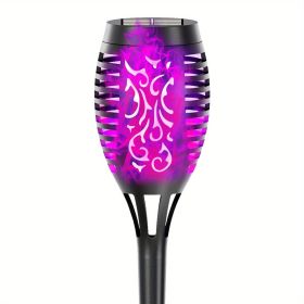 Solar Torch Lights With Flickering Flame LED (Color: Purple Light, Size: 1pc)