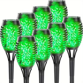 Solar Torch Lights With Flickering Flame LED (Color: Green Light, Size: 8pcs)