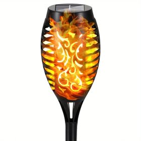 Solar Torch Lights With Flickering Flame LED (Color: Yellow Light, Size: 1pc)