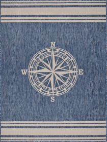 Home Decor Indoor/Outdoor Accent Rug Natural Stylish Classic Pattern Design (Color: Navy, Size: 7'6" X 9'5")