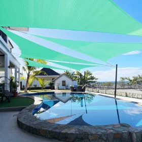 Artpuch Custom Size Turquoise Sun Shade Sail Triangle Canopy 185 GSM Durable Fabric UV Block Awning for Outdoor Patio Garden Backyard (Color: Turquoise, Size: 11X20X20)