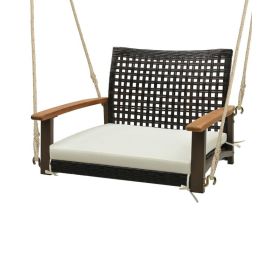 Outdoor & Indoor Single Person Swing Chair with Armrests Cushion (Color: As pic show, type: Style A)